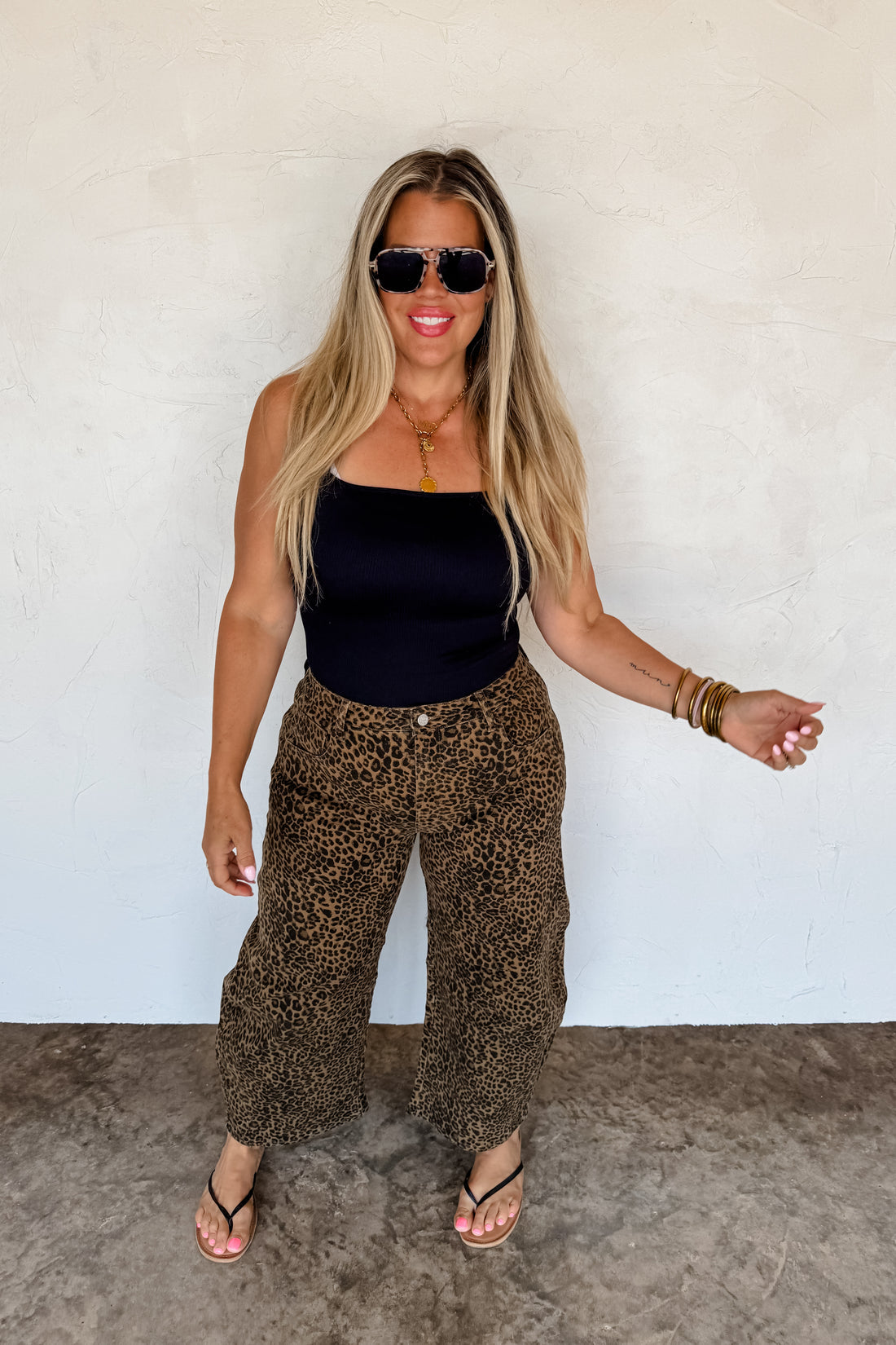 PREORDER- BEX CHEETAH BARREL JEANS (STRETCHY)