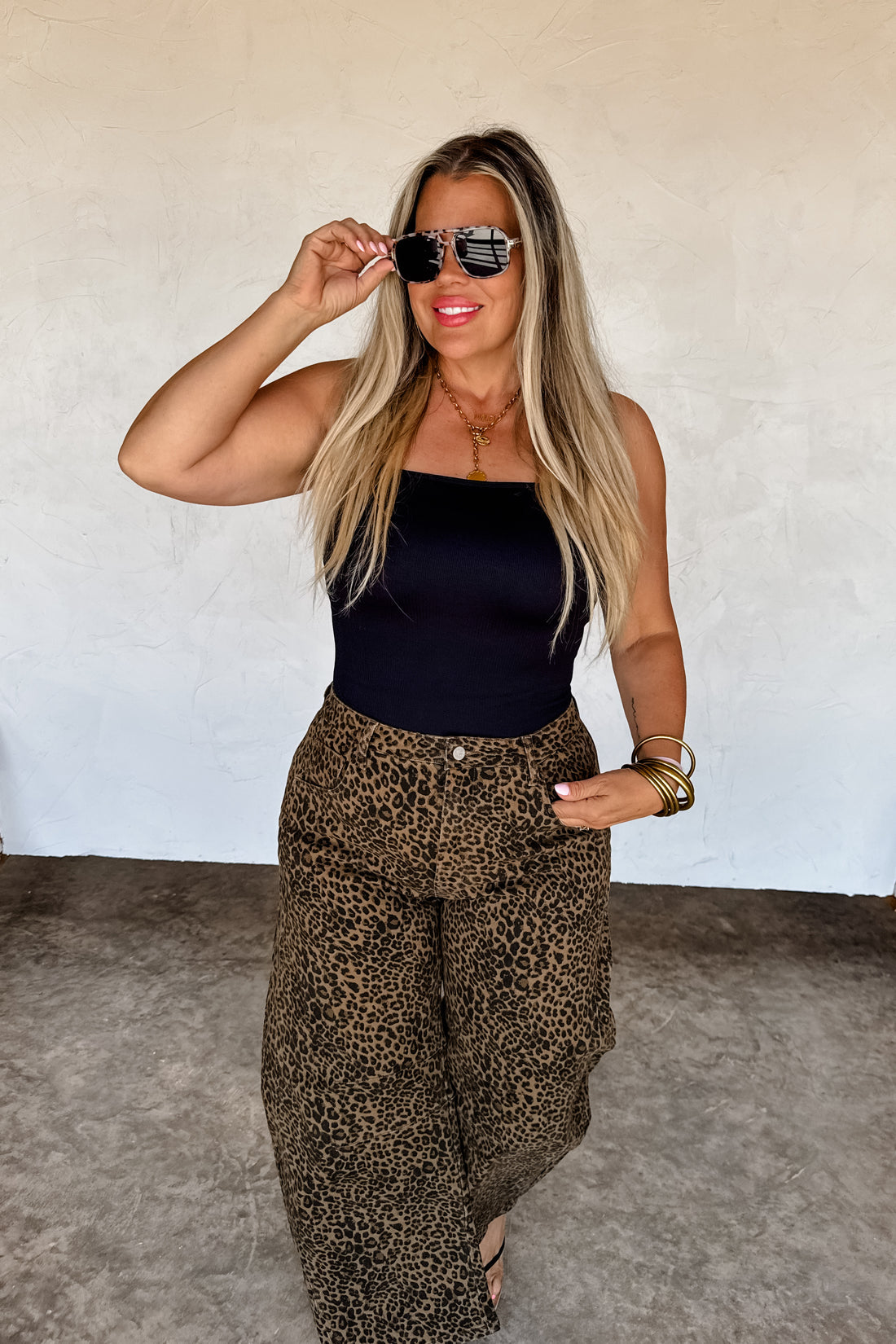 PREORDER- BEX CHEETAH BARREL JEANS (STRETCHY)