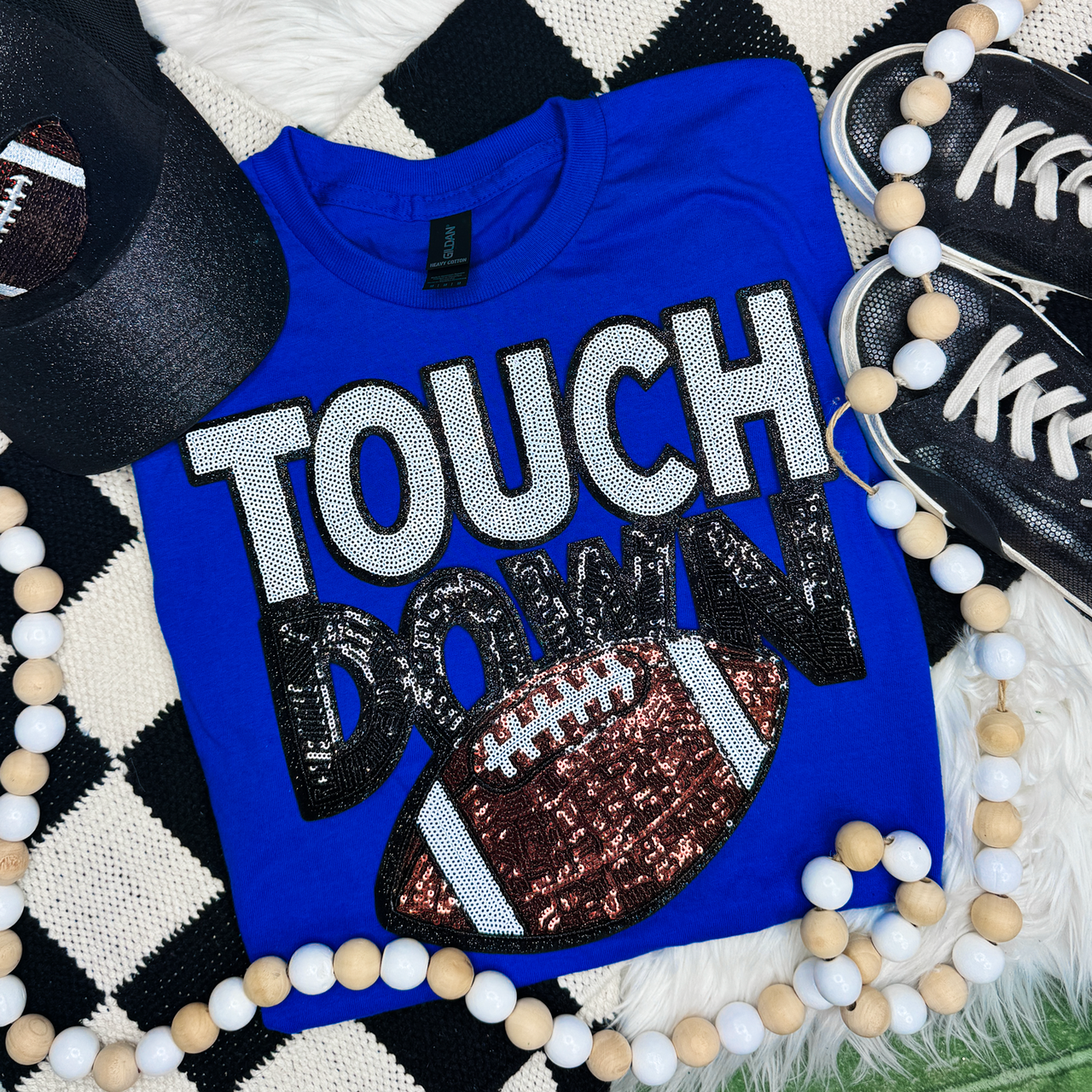 Touchdown With Football Sequin Tee
