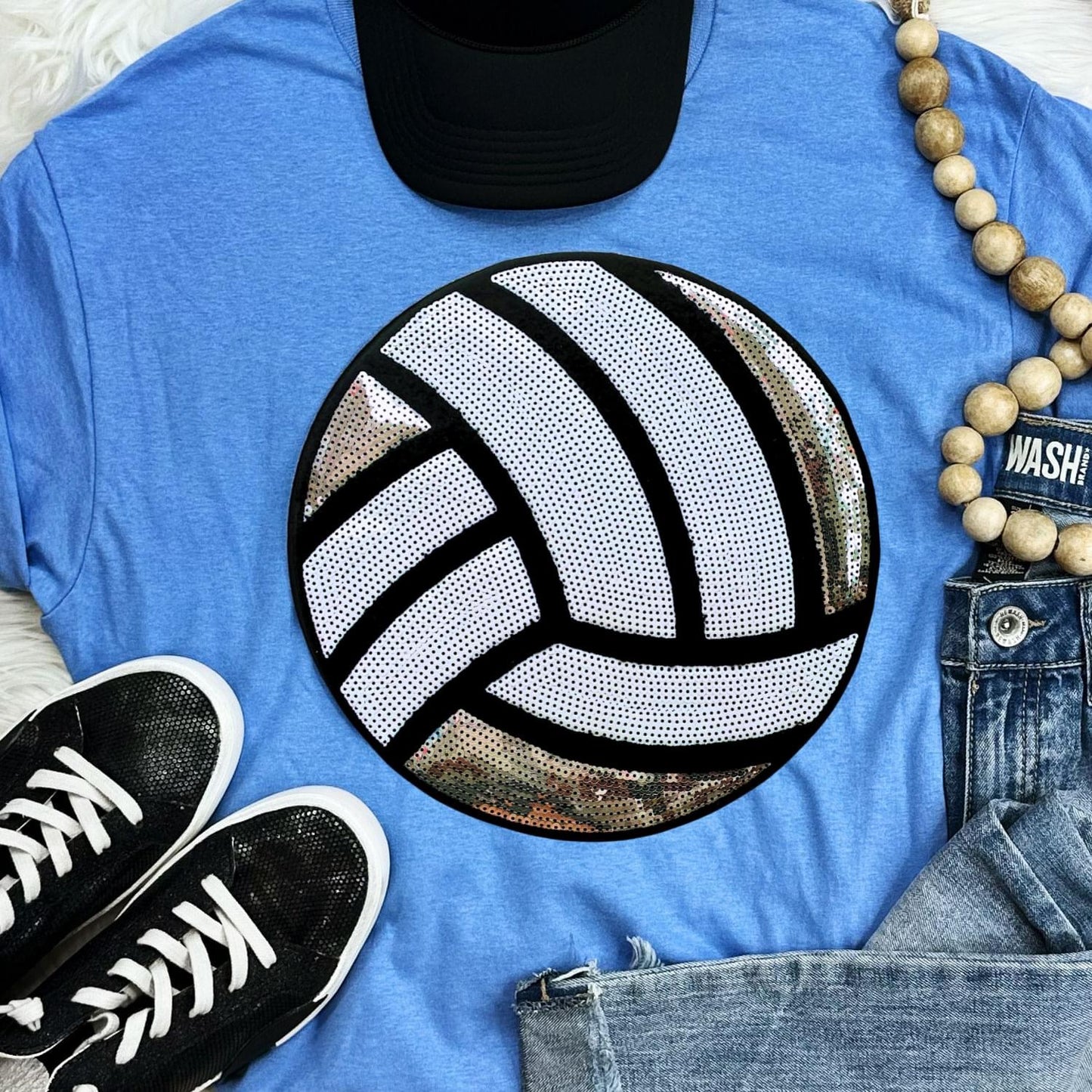 Sequin Volleyball Chenille Patch Everyday Tee