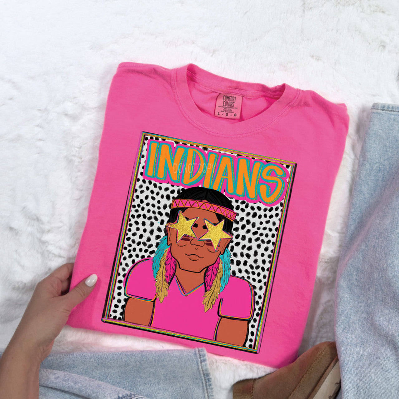 Indians Colorful Mascot Tee