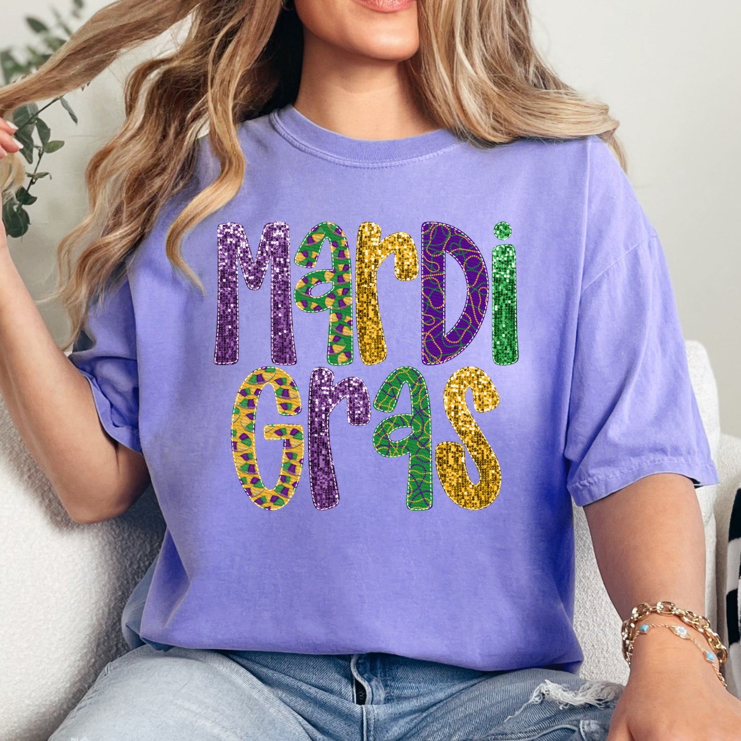 Mardi Gras Faux Sequins Tee