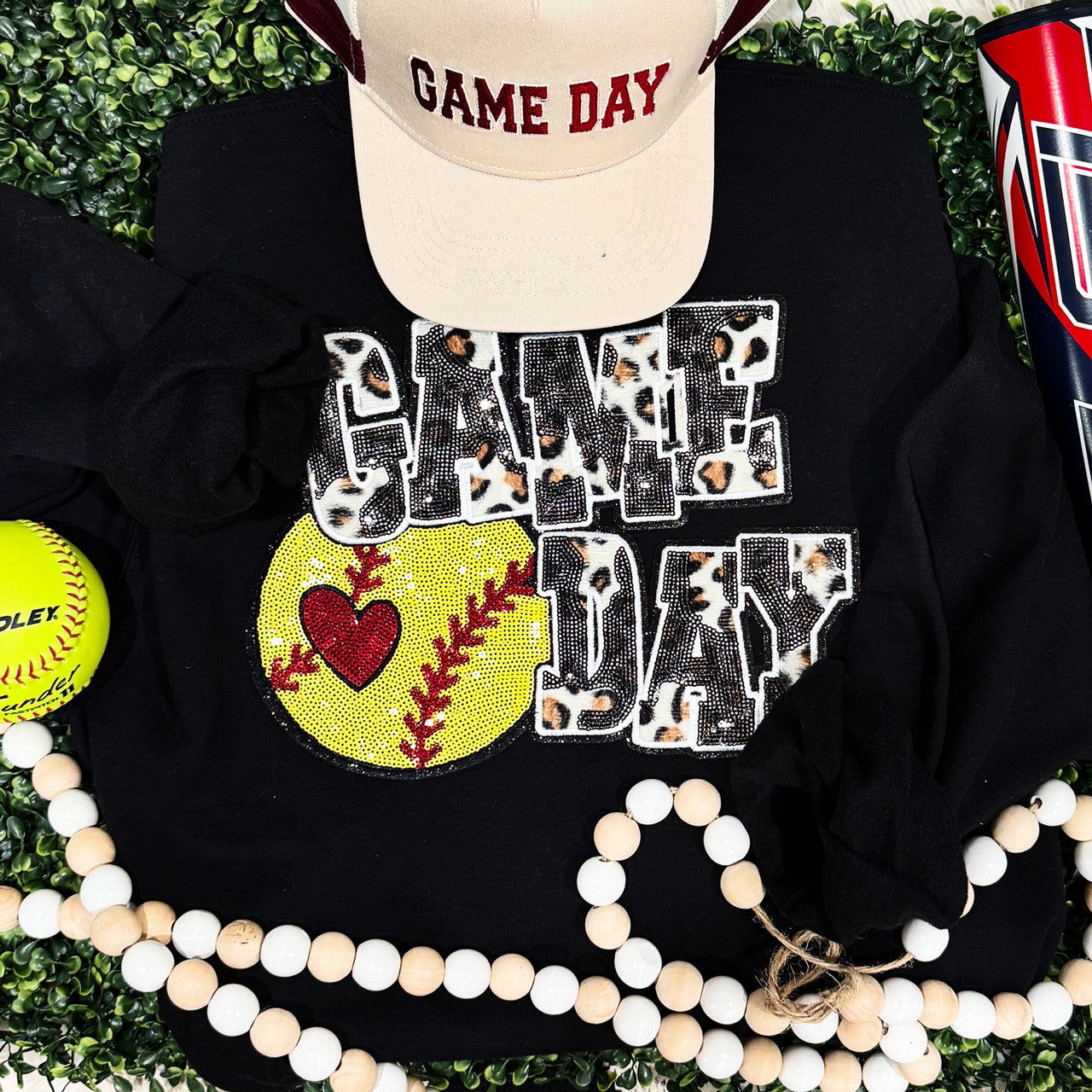 Softball Leopard & Sequins Sweatshirt/Tee