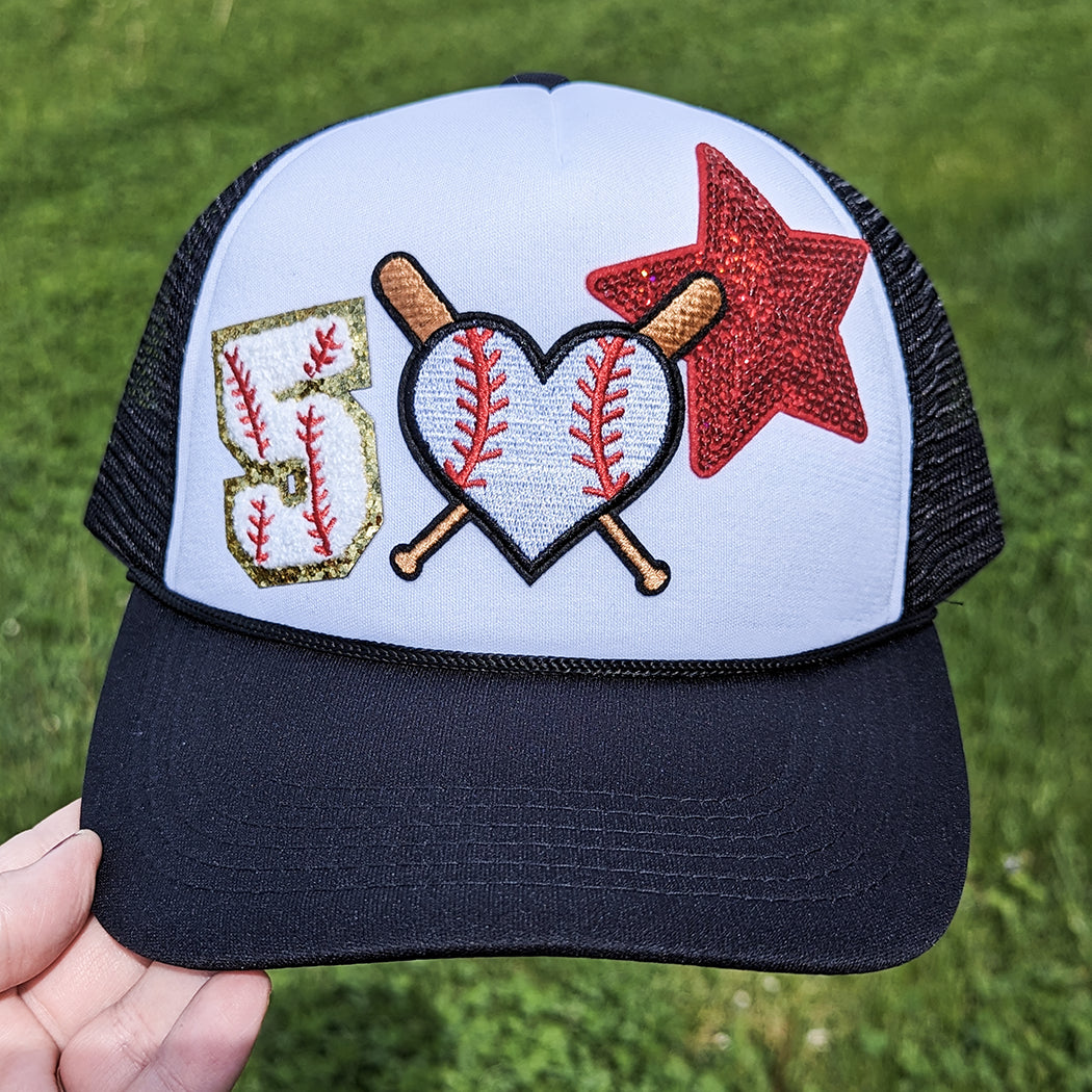 Custom Baseball Heart Trucker Cap