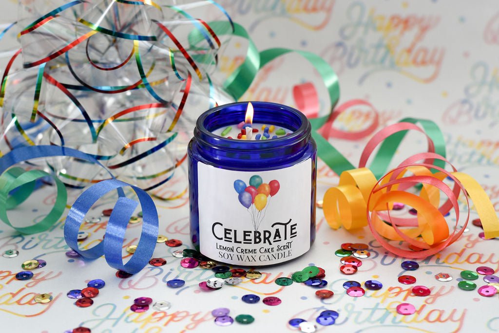 Celebrate - 25 Hour Burn Time Soy Wax Candles - Oily BlendsCelebrate - 25 Hour Burn Time Soy Wax Candles