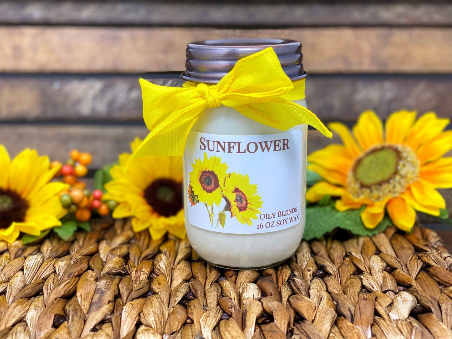 Jumbo Sunflower - 100 Hour Burn Time Soy Wax Candles and 3 oz wax melt - Oily BlendsJumbo Sunflower - 100 Hour Burn Time Soy Wax Candles and 3 oz wax melt
