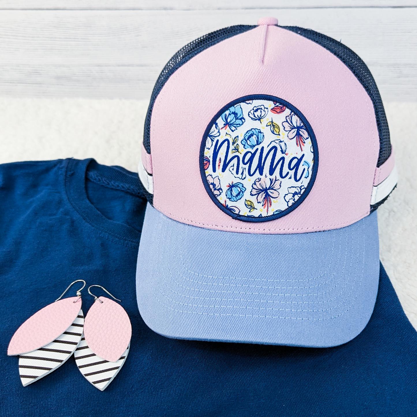 Mama Floral Embroidered Patch Completed Hat