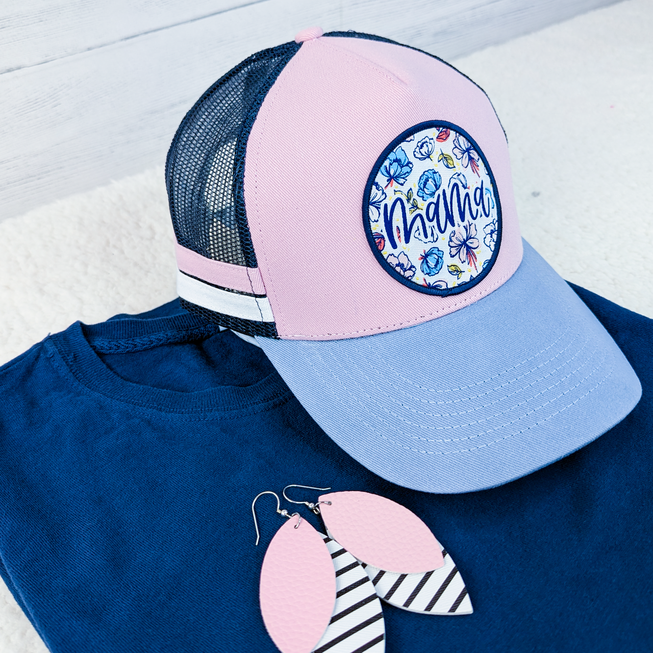 Mama Floral Embroidered Patch Completed Hat