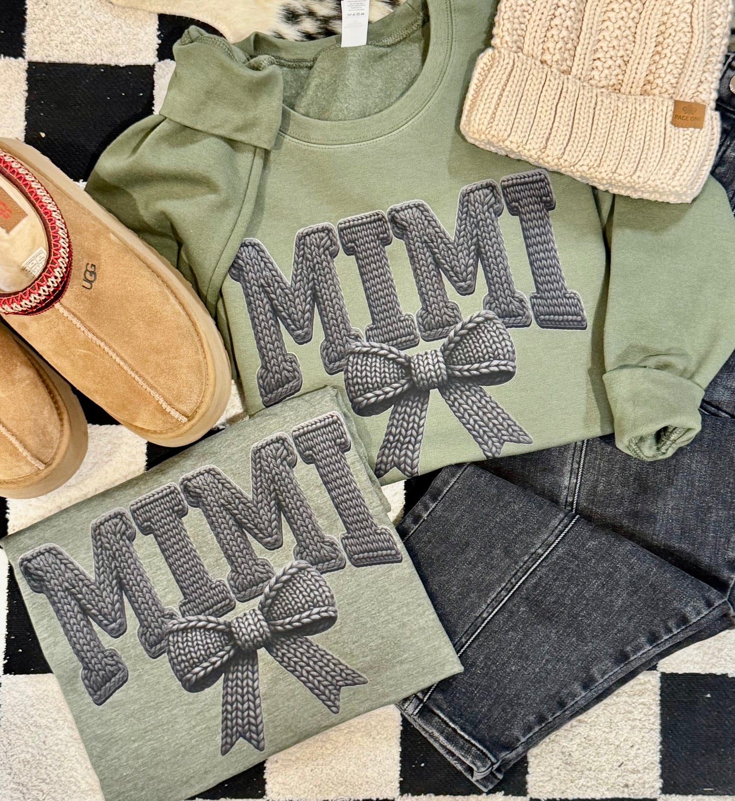 Mimi Faux Yarn Bow Tee/Sweatshirt