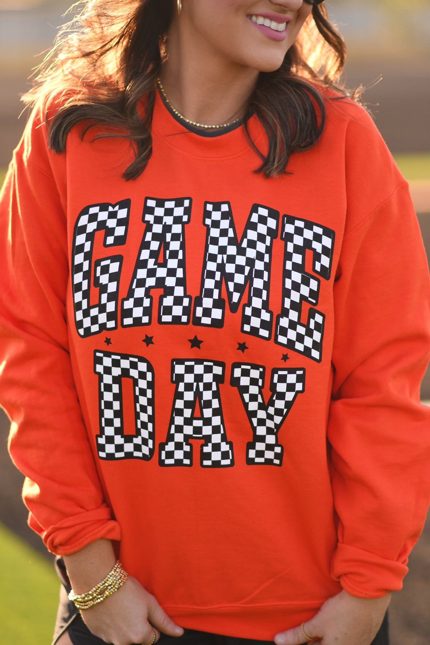 Orange Checkered Game Day Sweatshirt