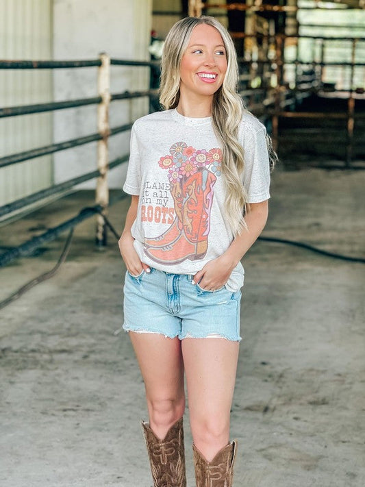 Blame It All On My Roots Happy Floral Boot Tee