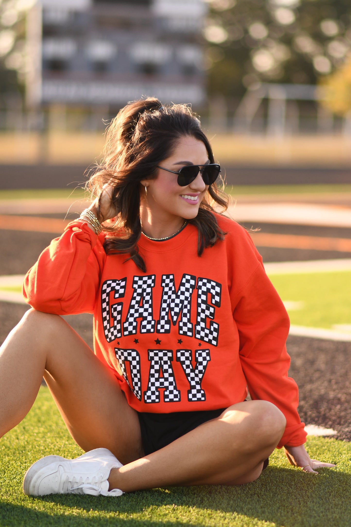 Orange Checkered Game Day Sweatshirt