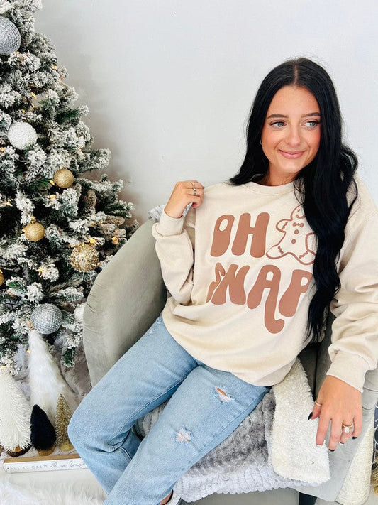 Oh Snap Gingerbread Man Puff Sweatshirt