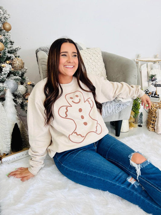 Gingerbread Man Outline Puff Sweatshirt