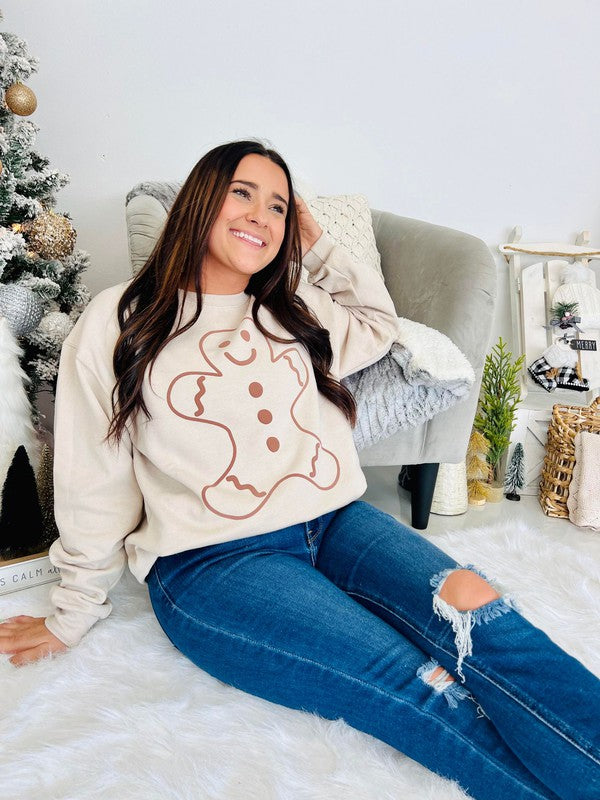 Gingerbread Man Outline Puff Sweatshirt