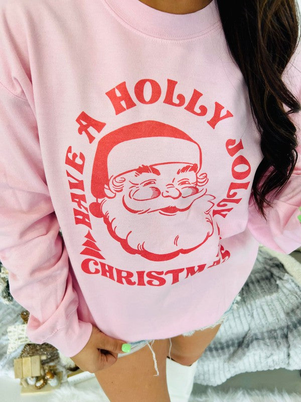 Holly Jolly Christmas Retro Santa Sweatshirt