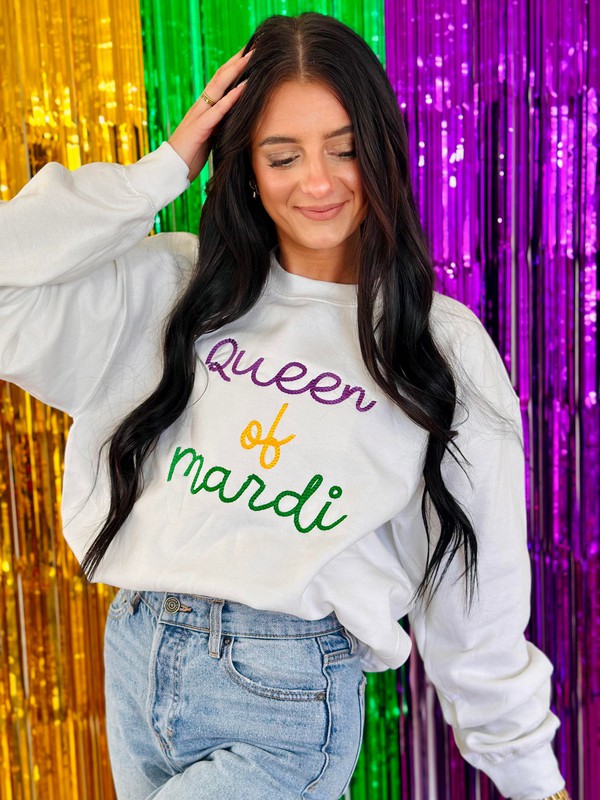 Queen Of Mardi Multi Rope Embroidered Sweatshirt