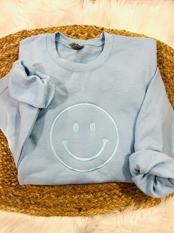 Happy Face Embroidered Sweatshirt