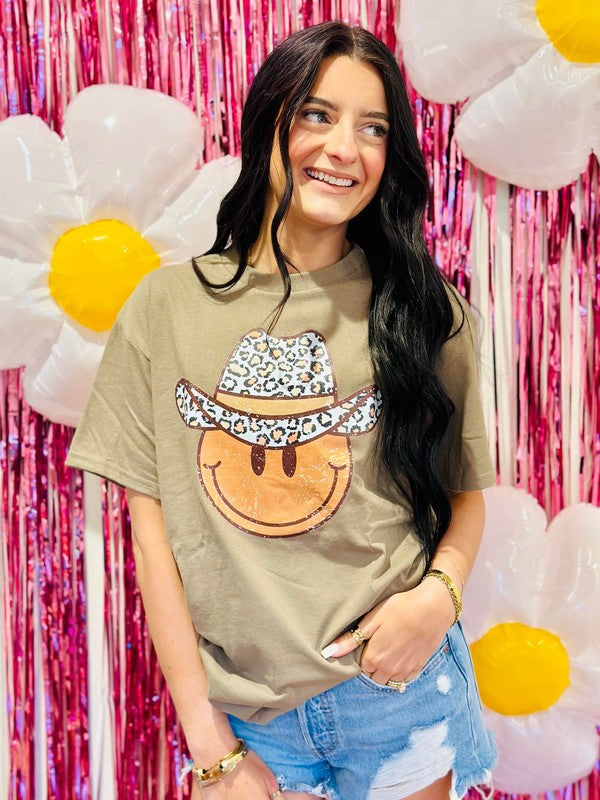 Leopard Cowboy Hat Happy Tee