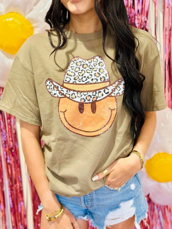 Leopard Cowboy Hat Happy Tee