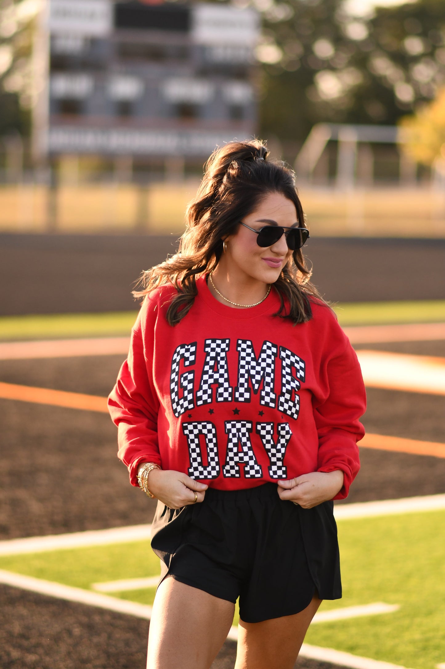 Red Checkered Game Day Sweatshirt