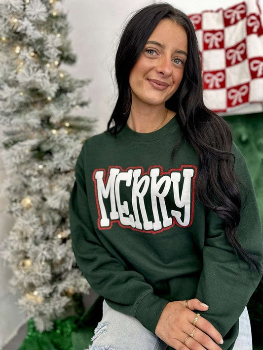 Merry Doodle Double Puff-Glitter Sweatshirt