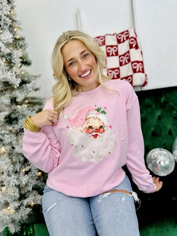 Vintage Pink Santa Sweatshirt