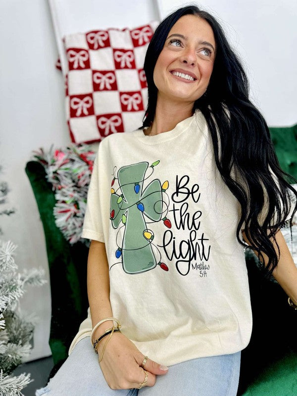 Be The Light Christmas Cross DTF Tee