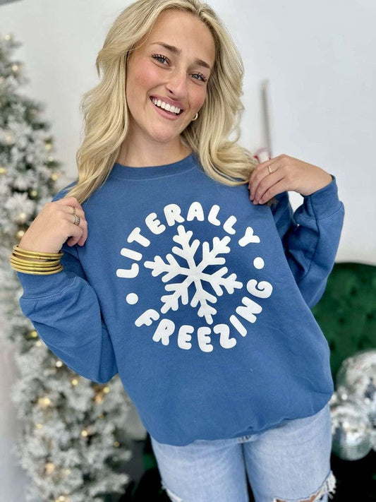 Literally Freezing Snowflake Puff Sweatshirt