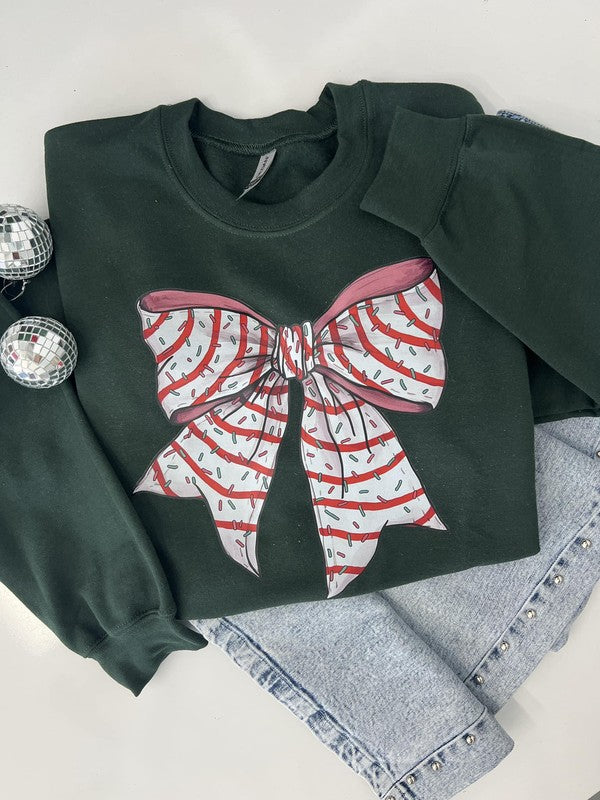 Christmas Tree Cake Bow Sweatshirt