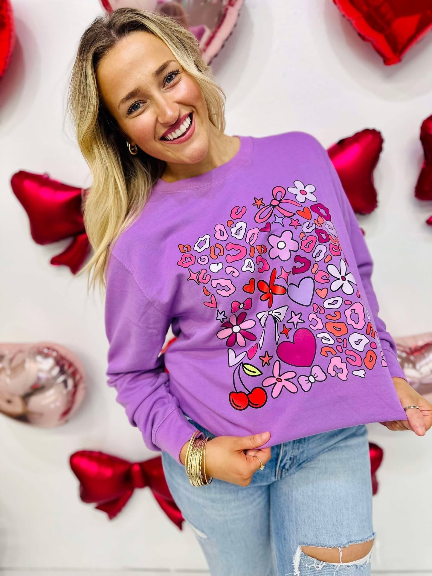 Valentine's Leopard Collage Sweatshirt