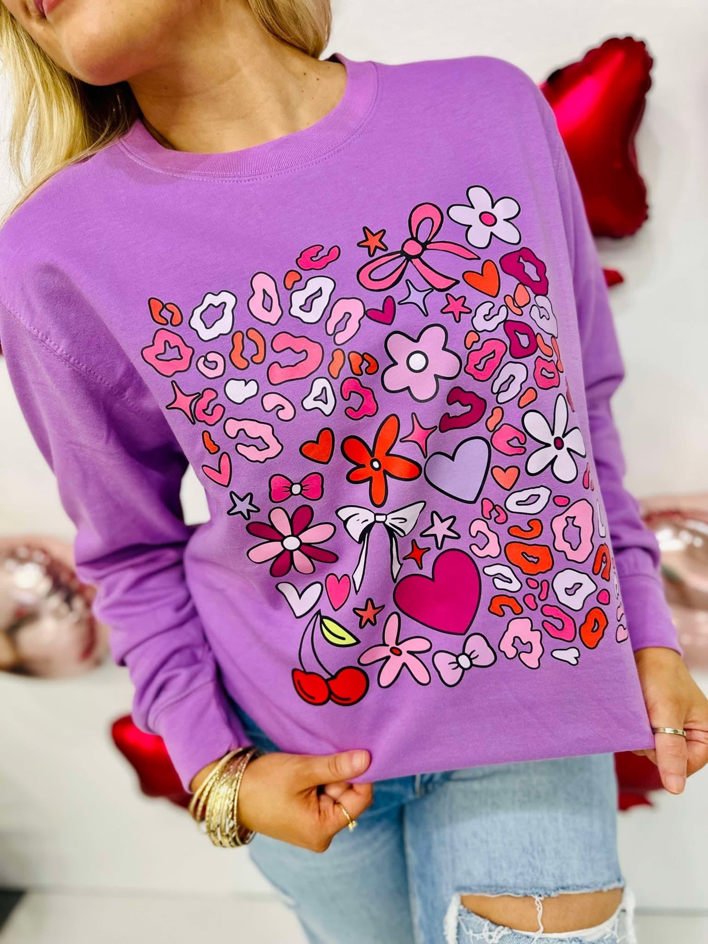 Valentine's Leopard Collage Sweatshirt