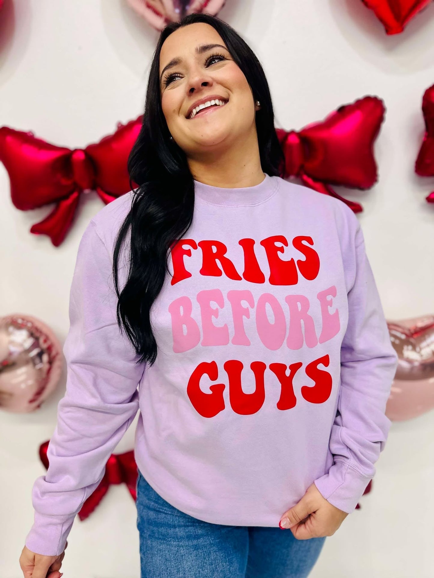 Fries Before Guys Retro Puff Sweatshirt