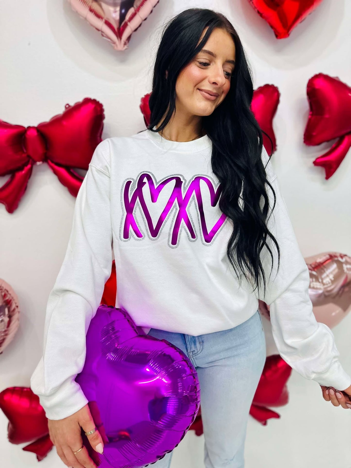 XOXO Double Metallic Puff-Glitter Sweatshirt