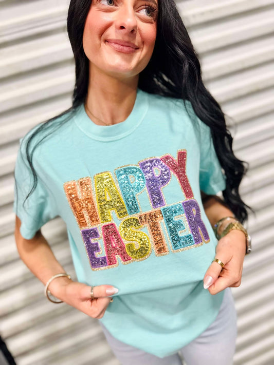 Happy Easter Sequin Patch Tee