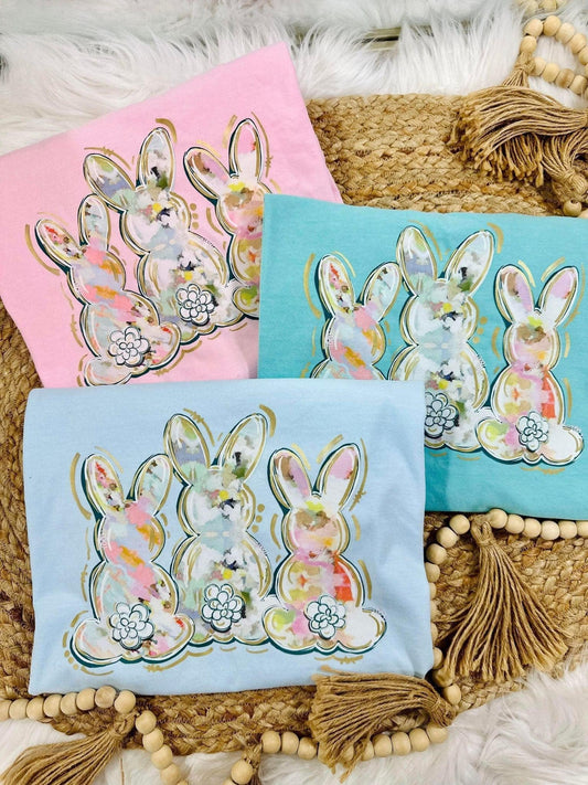 Watercolor Easter Bunny Trio Tee