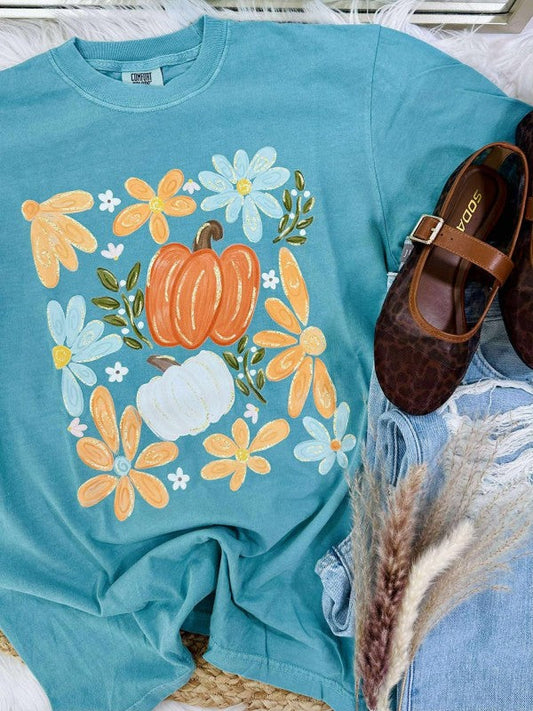 Pumpkin Floral Collage DTF Graphic Tee