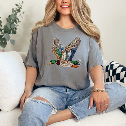 Faux Rhinestone Duck Tee