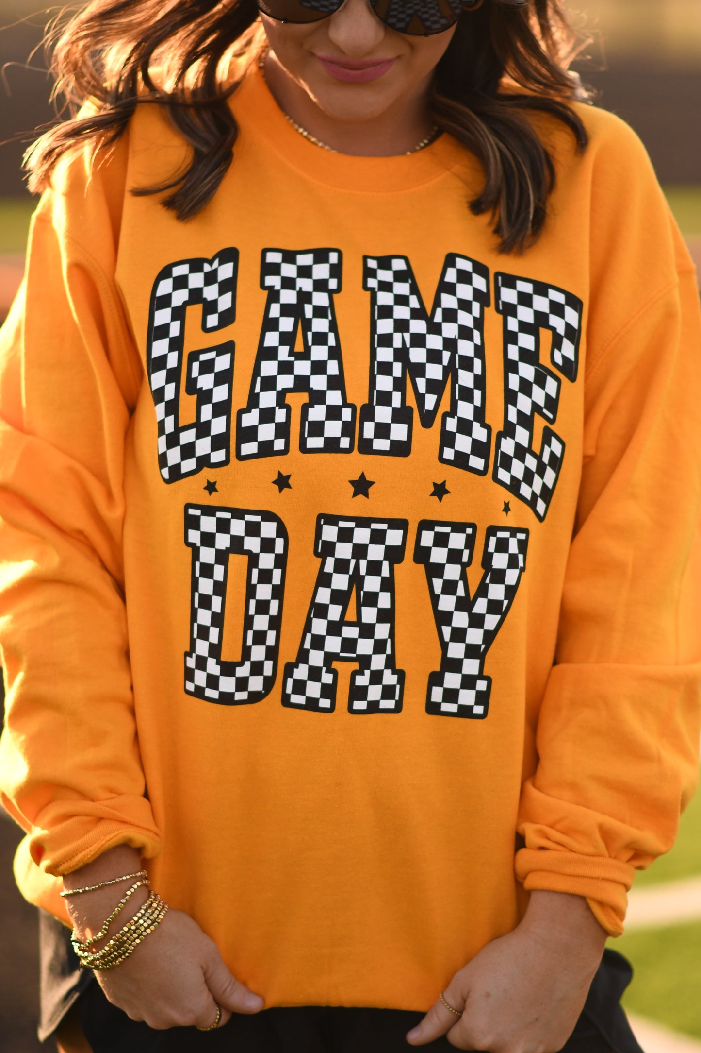 Gold Checkered Game Day Sweatshirt