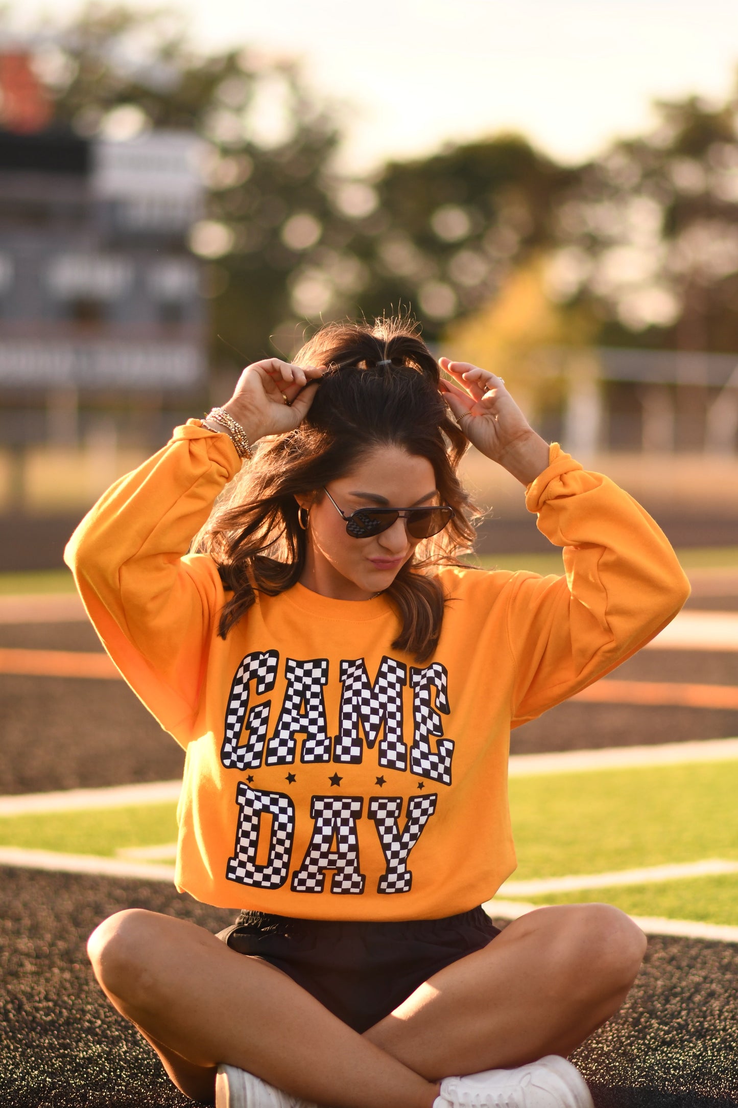 Gold Checkered Game Day Sweatshirt