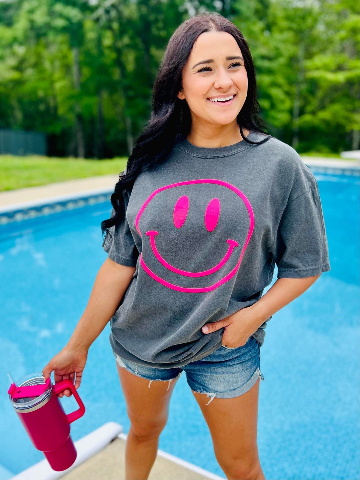 Happy Face Pink Puff Tee