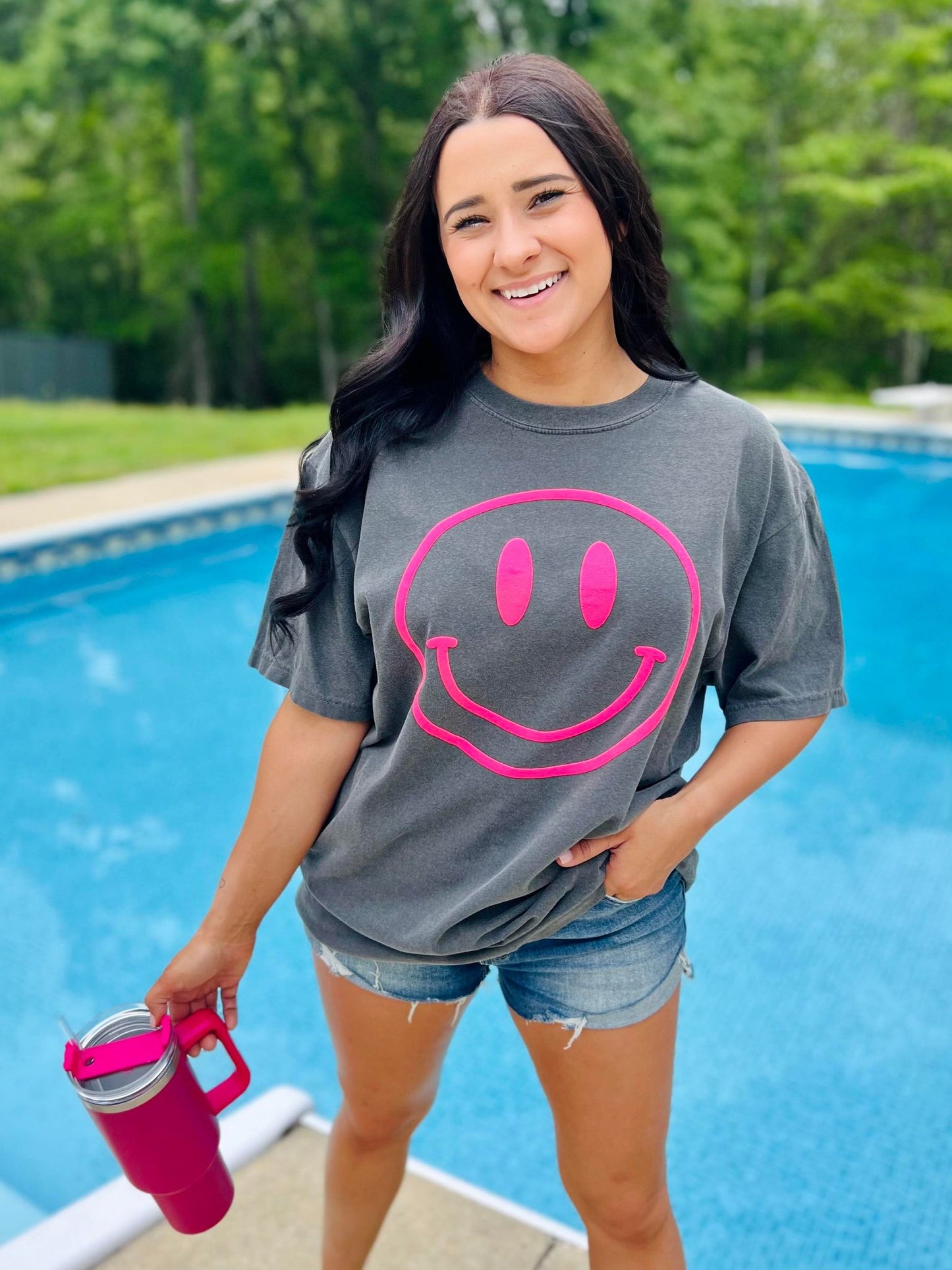 Happy Face Pink Puff Tee