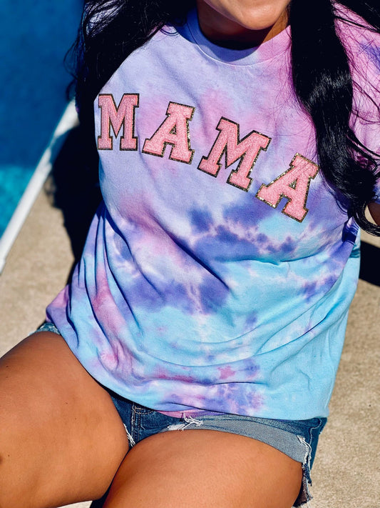 Mama Tie Dye Chenille Patch Tee