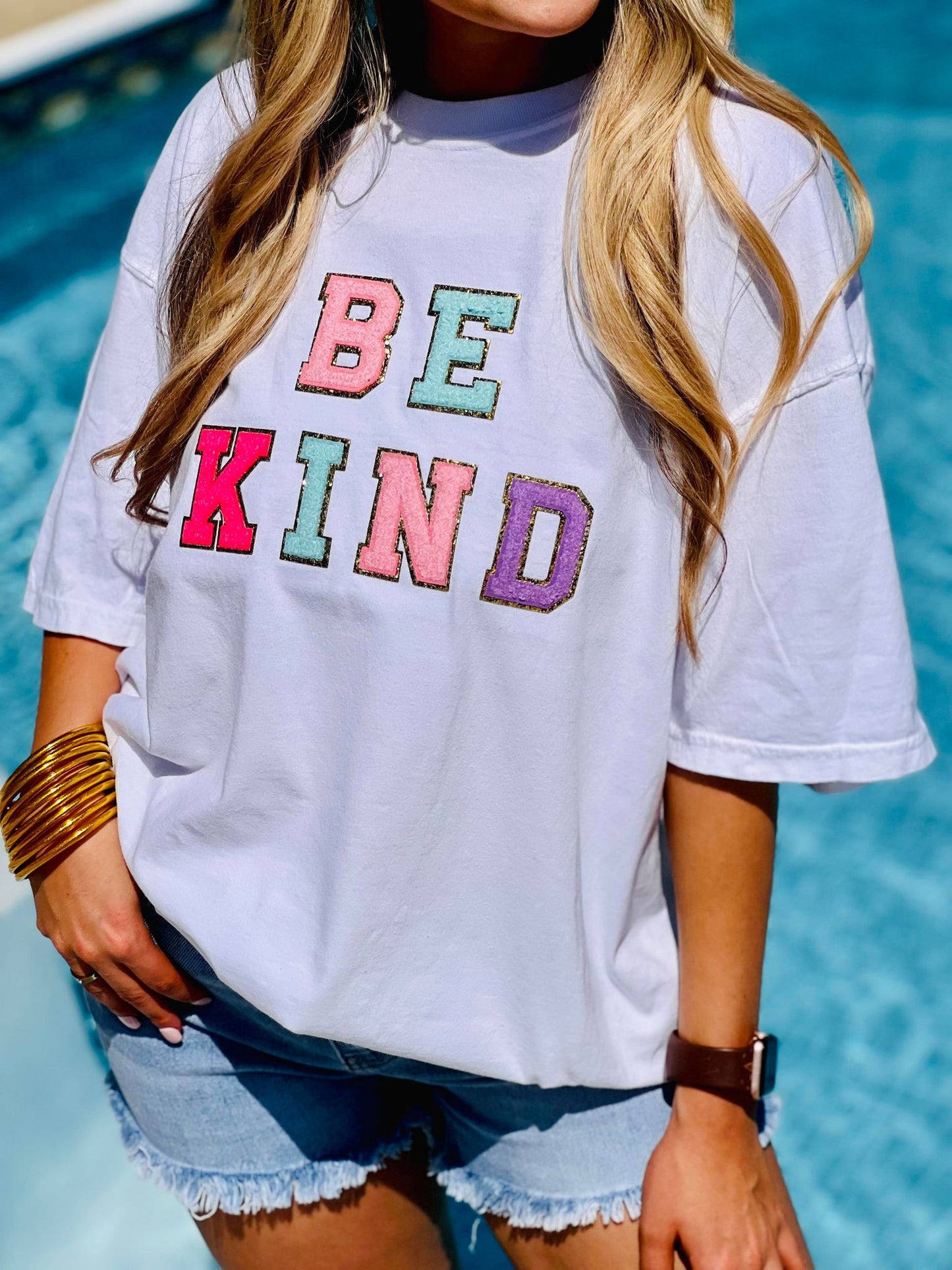 Be Kind Multi Colored Chenille Patch Tee