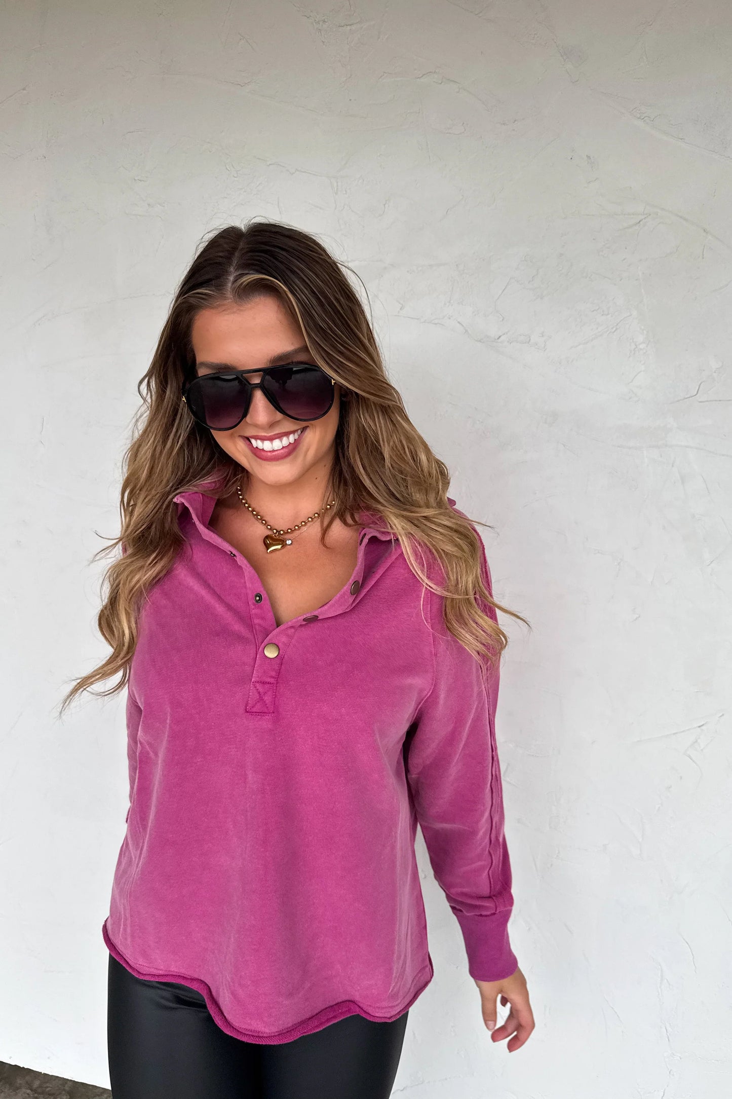 PREORDER- Longer Length Marley Snap Button Sweatshirt