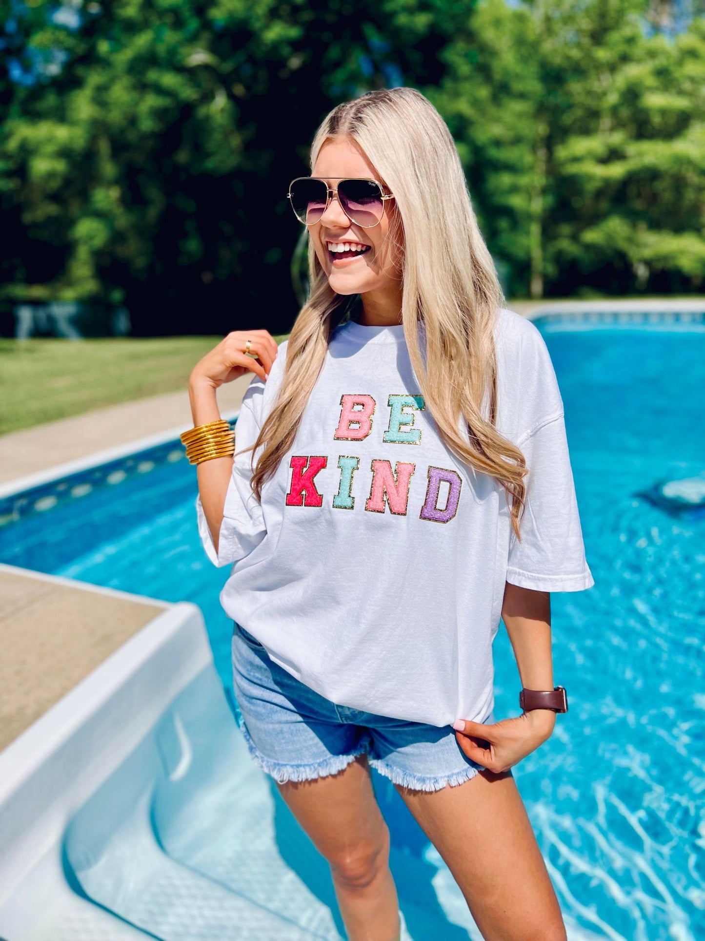 Be Kind Multi Colored Chenille Patch Tee