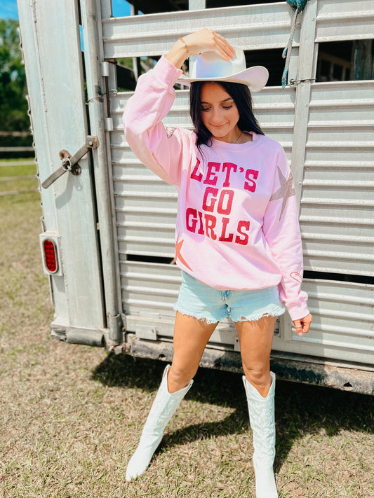 Let's Go Girls Boots And Stars Sweatshirt