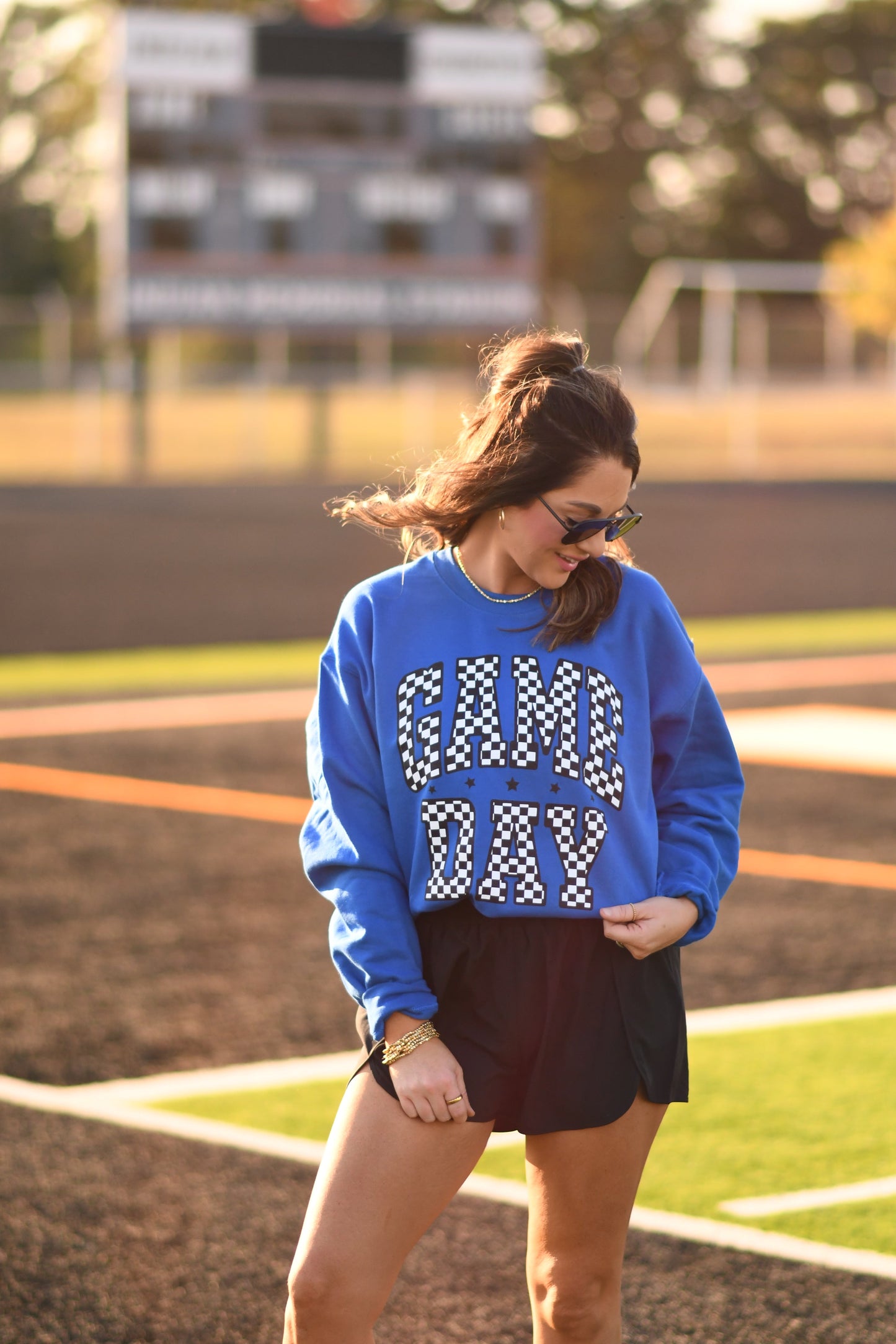 Blue Checkered Game Day Sweatshirt