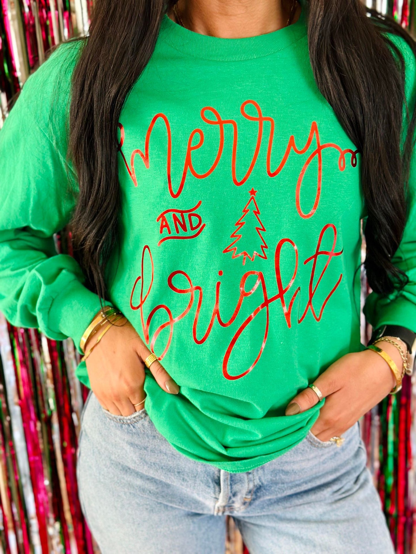 Merry And Bright Metallic Vinyl Longsleeve