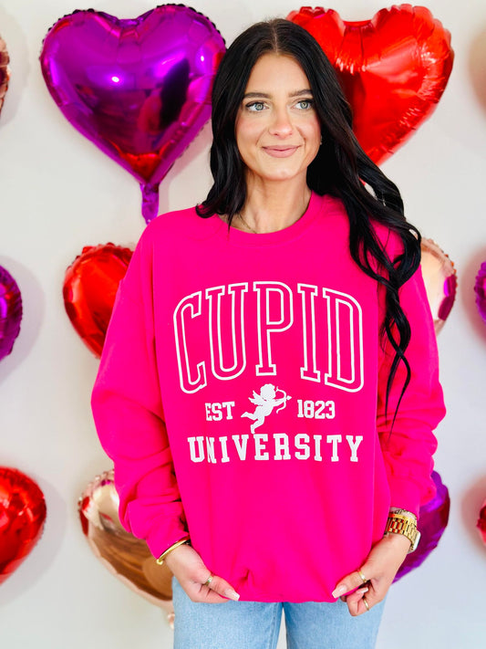 Cupid University Varsity Hollow Puff Sweatshirt